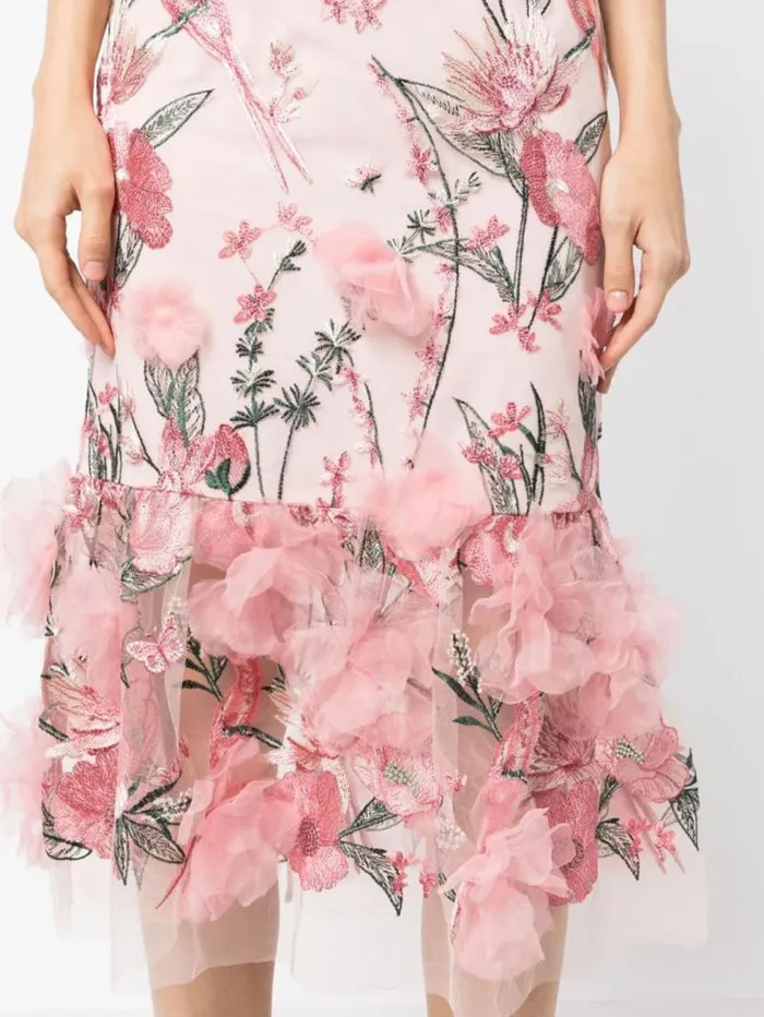 Women Marchesa Marchesa Notte Butterfly Murmuring Midi Dress Dusty Pink