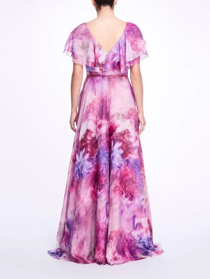 Women Marchesa Marchesa Notte Cap Sleeve VNeck Dress Mauve