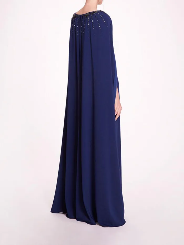Women Marchesa Marchesa Notte Embellished Cape Gown Navy
