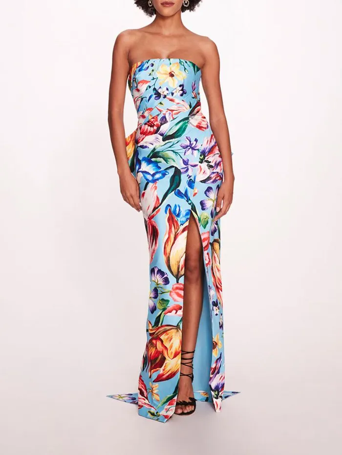 Women Marchesa Marchesa Notte Mikado Gown Sky Blue Multi