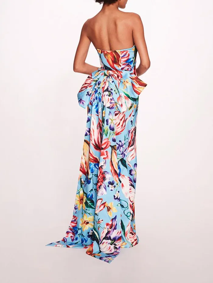 Women Marchesa Marchesa Notte Mikado Gown Sky Blue Multi
