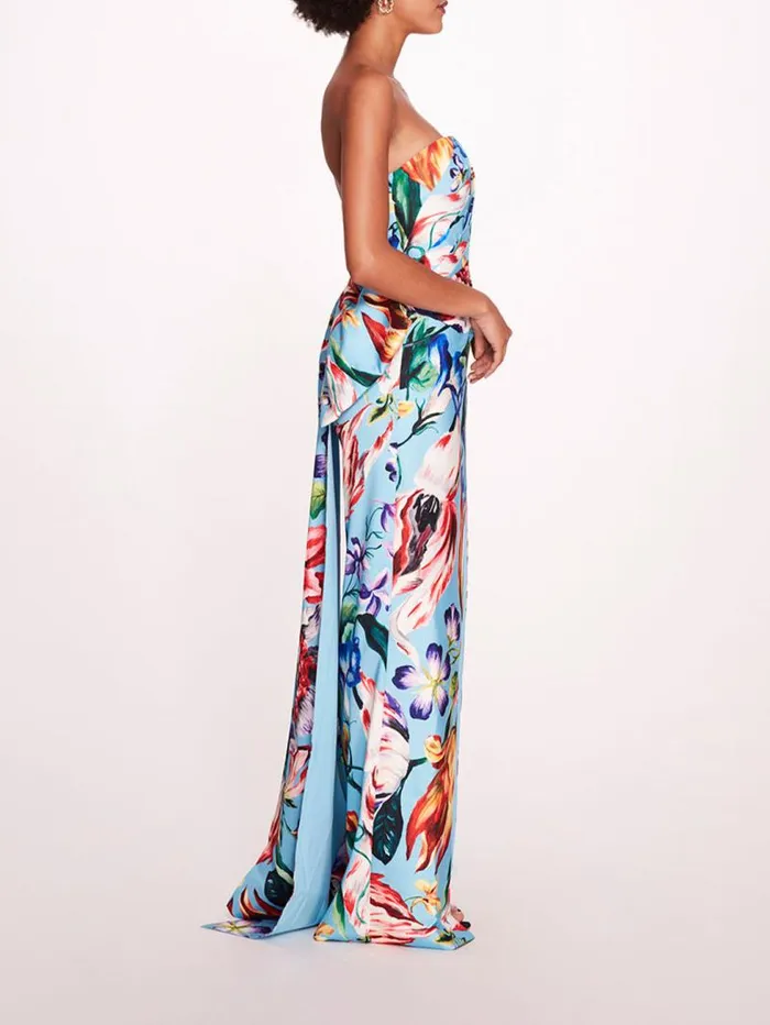 Women Marchesa Marchesa Notte Mikado Gown Sky Blue Multi