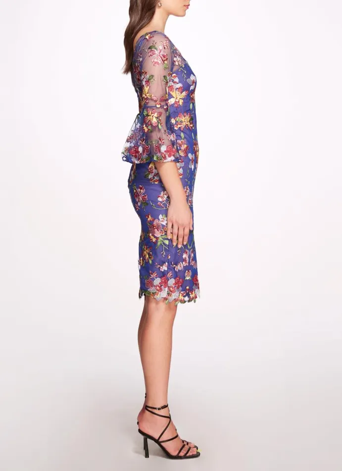Women Marchesa Marchesa Notte Multicolor Tulle Cocktail Dress Cobalt