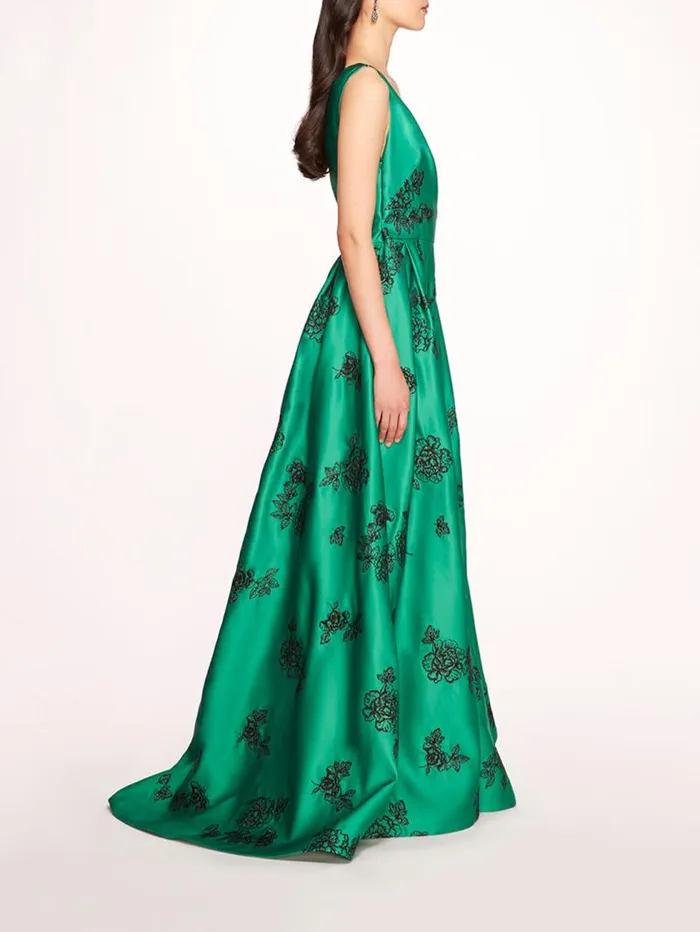 Women Marchesa Marchesa Notte One Shoulder Marigold Ball Gown Emerald Multi