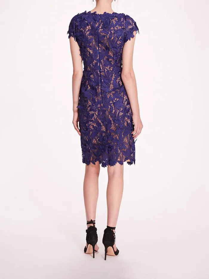 Women Marchesa Marchesa Notte Organic Lace Mini Dress Navy