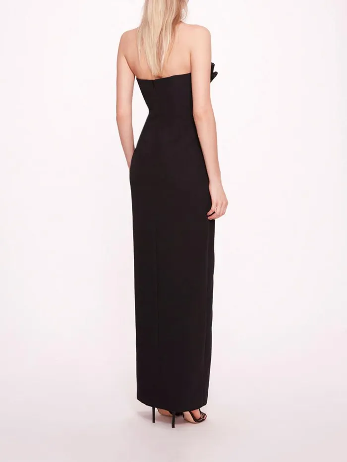 Women Marchesa Marchesa Notte Pleated Neckline Gown Black