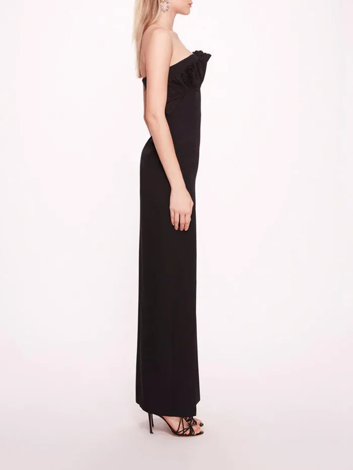 Women Marchesa Marchesa Notte Pleated Neckline Gown Black