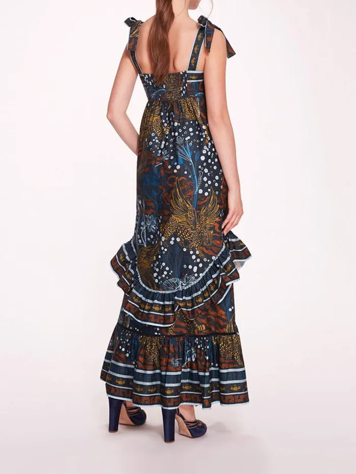 Women Marchesa Marchesa Rosa Flying Cheetah Maxi Dress Blue Multi