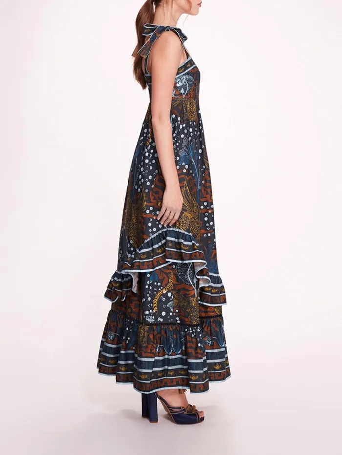 Women Marchesa Marchesa Rosa Flying Cheetah Maxi Dress Blue Multi