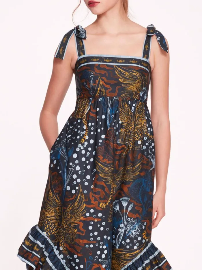 Women Marchesa Marchesa Rosa Flying Cheetah Maxi Dress Blue Multi