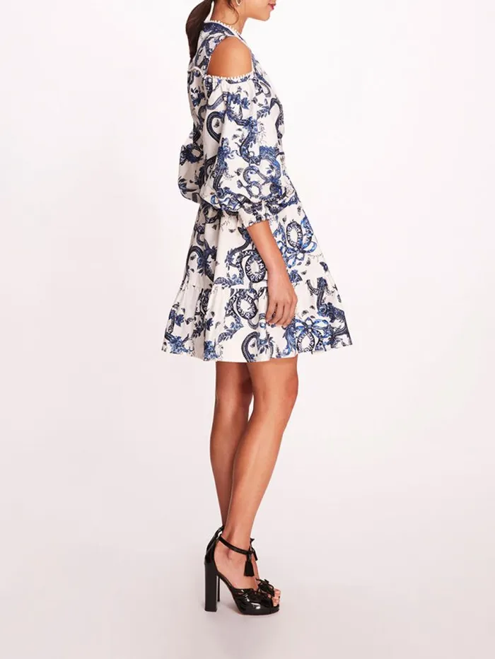 Women Marchesa Marchesa Rosa Iris Mini Dress Blue Multi