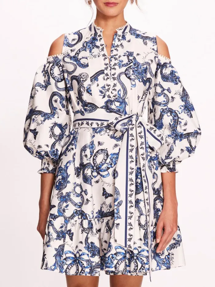 Women Marchesa Marchesa Rosa Iris Mini Dress Blue Multi