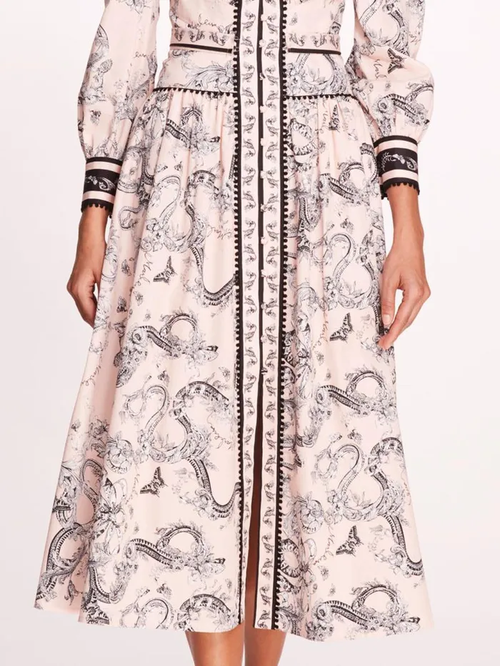 Women Marchesa Marchesa Rosa Tansy Midi Dress Blush Multi