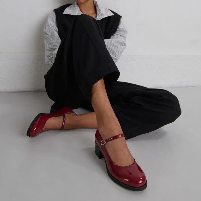 Women Mary Jane With Heels Dark Red JONAK Babies Saloms