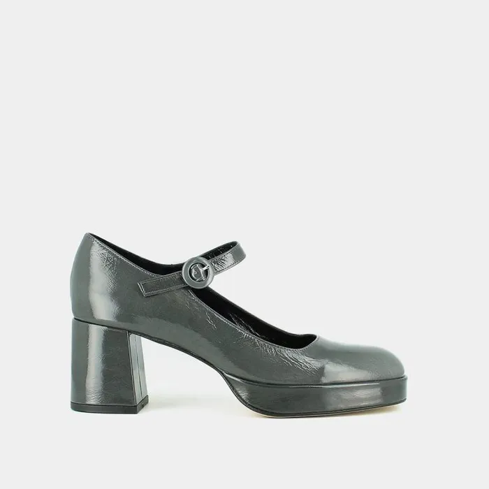 Women Mary Janes With Unique Heels And Straps Grey JONAK Babies Saloms