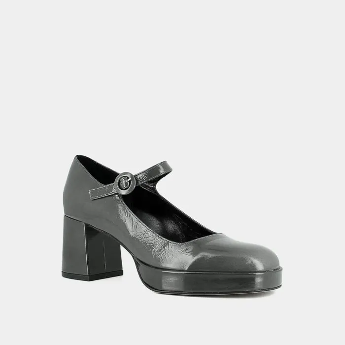 Women Mary Janes With Unique Heels And Straps Grey JONAK Babies Saloms Women Mary Janes With Unique Heels And Straps Grey JONAK Babies Saloms