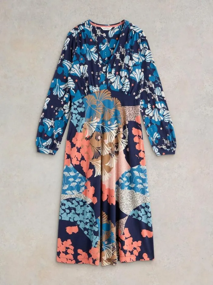 Women Megan Midi Jersey Dress Navy Multi White Stuff Dresses