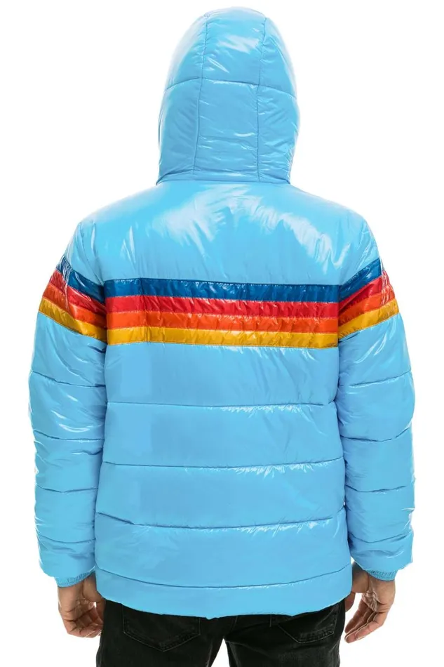WomenMen Outerwear Aviator Nation 4 STRIPE LUXE TREKKER JACKET 8211 GLOSSY SKY WomenMen Outerwear Aviator Nation 4 STRIPE LUXE TREKKER JACKET 8211 GLOSSY SKY