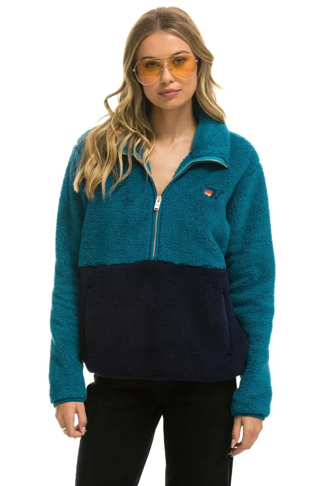 WomenMen Outerwear Aviator Nation TEDDY UNISEX HALF ZIP COLOR BLOCK JACKET 8211 CAPRI WomenMen Outerwear Aviator Nation TEDDY UNISEX HALF ZIP COLOR BLOCK JACKET 8211 CAPRI