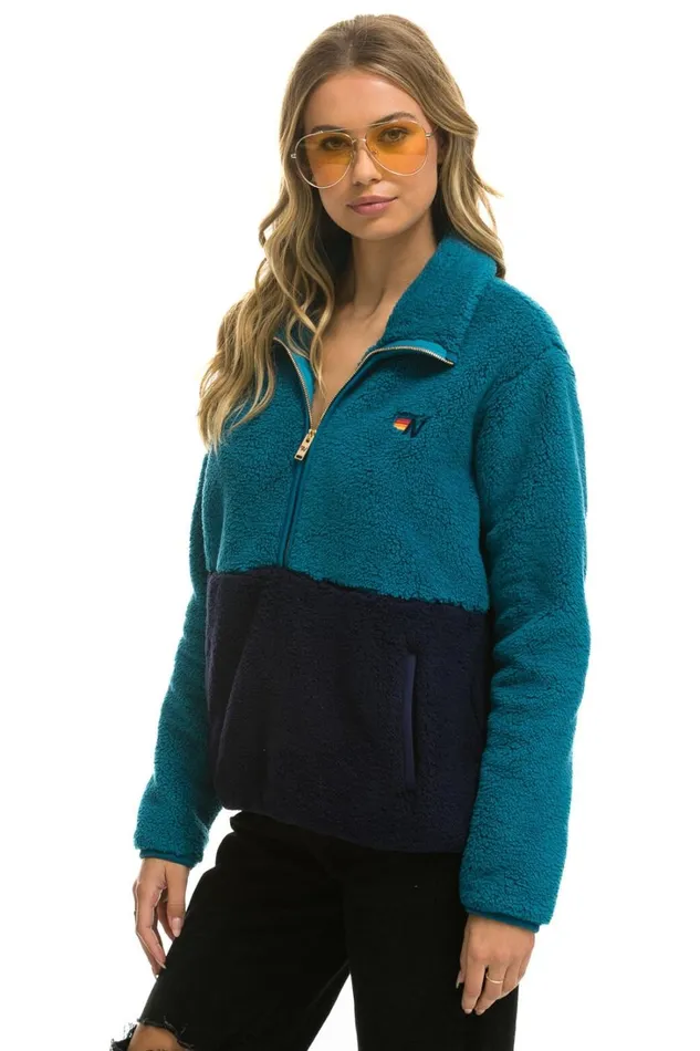 WomenMen Outerwear Aviator Nation TEDDY UNISEX HALF ZIP COLOR BLOCK JACKET 8211 CAPRI WomenMen Outerwear Aviator Nation TEDDY UNISEX HALF ZIP COLOR BLOCK JACKET 8211 CAPRI