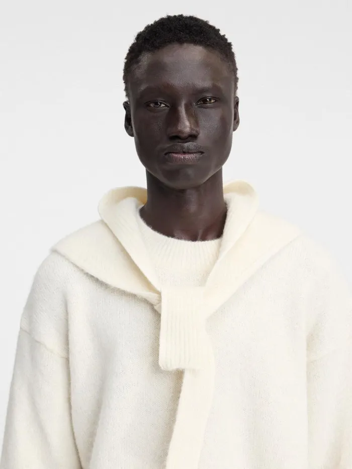 WomenMen Scarves Beanies and Gloves JACQUEMUS The Gros Grain Shawl Offwhite