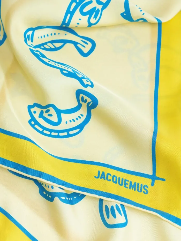 WomenMen Textile Accessories JACQUEMUS The Pesco Bandana Print Capri Fish Yellow