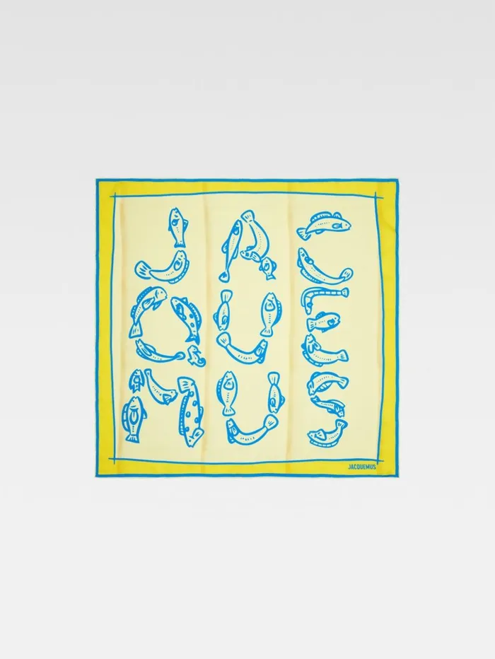 WomenMen Textile Accessories JACQUEMUS The Pesco Bandana Print Capri Fish Yellow