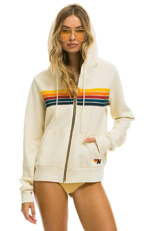 WomenMen Tops Aviator Nation 5 STRIPE HOODIE 8211 VINTAGE WHITE WomenMen Tops Aviator Nation 5 STRIPE HOODIE 8211 VINTAGE WHITE