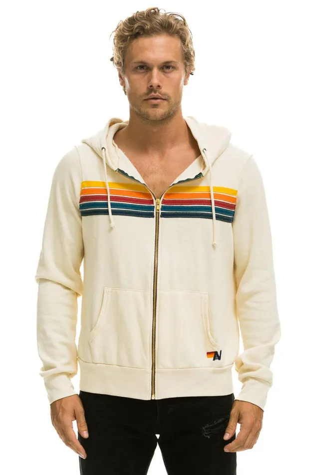 WomenMen Tops Aviator Nation 5 STRIPE HOODIE 8211 VINTAGE WHITE WomenMen Tops Aviator Nation 5 STRIPE HOODIE 8211 VINTAGE WHITE