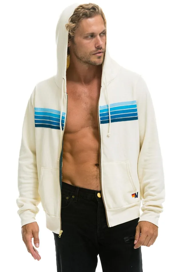 WomenMen Tops Aviator Nation 5 STRIPE HOODIE 8211 VINTAGE WHITE BLUE WomenMen Tops Aviator Nation 5 STRIPE HOODIE 8211 VINTAGE WHITE BLUE