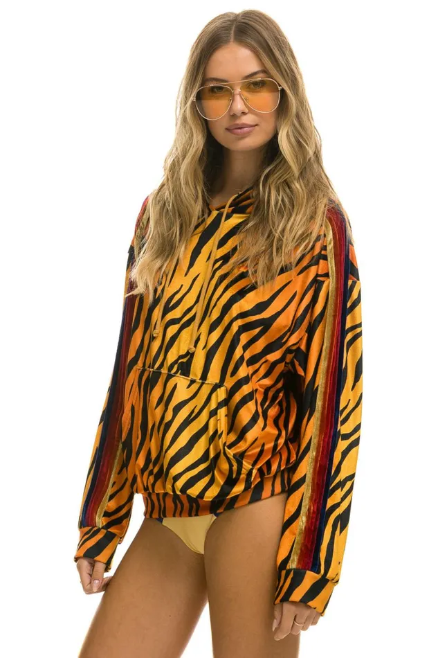 WomenMen Tops Aviator Nation CLASSIC VELVET RELAXED PULLOVER HOODIE 8211 TIGER WomenMen Tops Aviator Nation CLASSIC VELVET RELAXED PULLOVER HOODIE 8211 TIGER