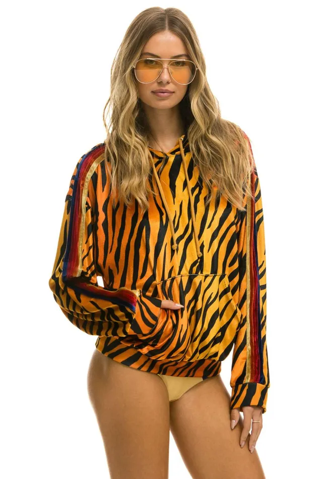 WomenMen Tops Aviator Nation CLASSIC VELVET RELAXED PULLOVER HOODIE 8211 TIGER WomenMen Tops Aviator Nation CLASSIC VELVET RELAXED PULLOVER HOODIE 8211 TIGER