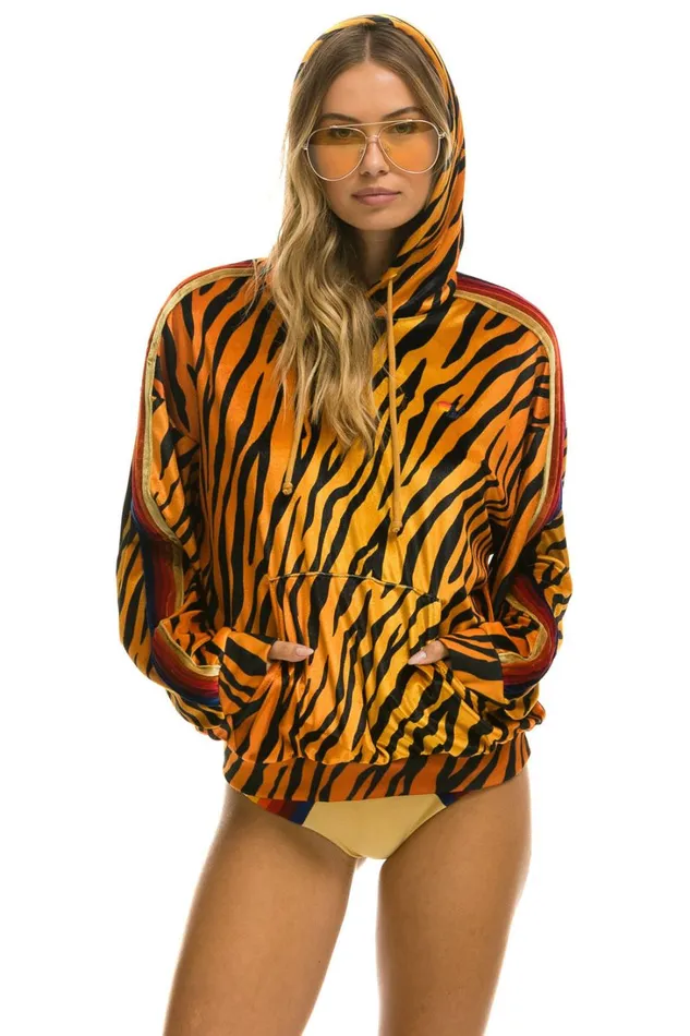 WomenMen Tops Aviator Nation CLASSIC VELVET RELAXED PULLOVER HOODIE 8211 TIGER WomenMen Tops Aviator Nation CLASSIC VELVET RELAXED PULLOVER HOODIE 8211 TIGER