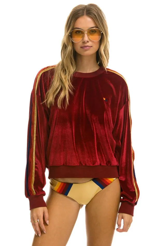 WomenMen Tops Aviator Nation CLASSIC VELVET RELAXED SWEATSHIRT 8211 RED