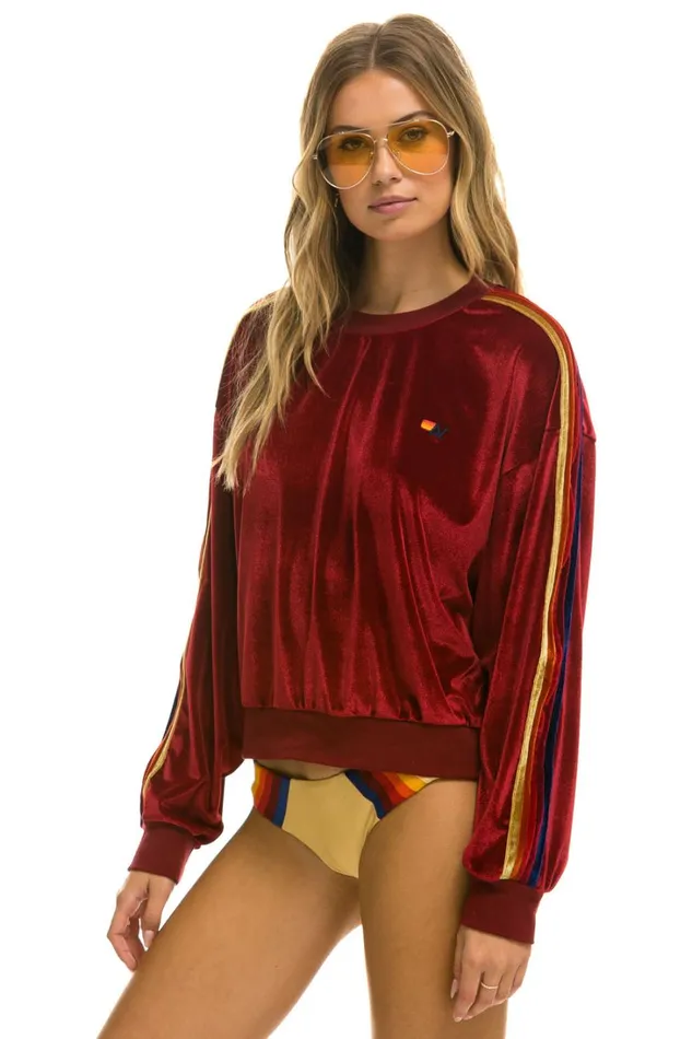 WomenMen Tops Aviator Nation CLASSIC VELVET RELAXED SWEATSHIRT 8211 RED