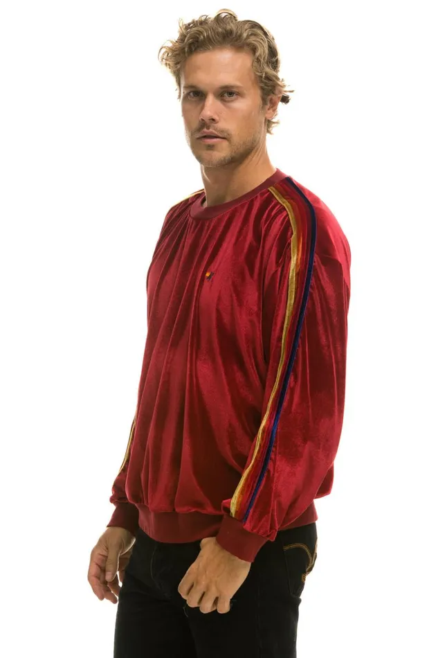 WomenMen Tops Aviator Nation CLASSIC VELVET RELAXED SWEATSHIRT 8211 RED
