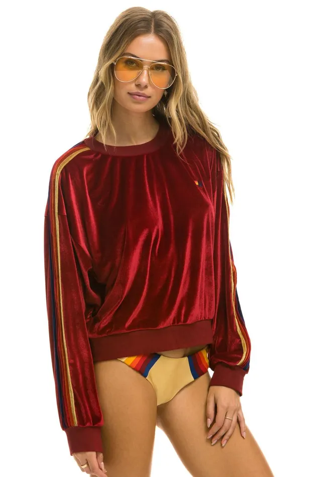 WomenMen Tops Aviator Nation CLASSIC VELVET RELAXED SWEATSHIRT 8211 RED