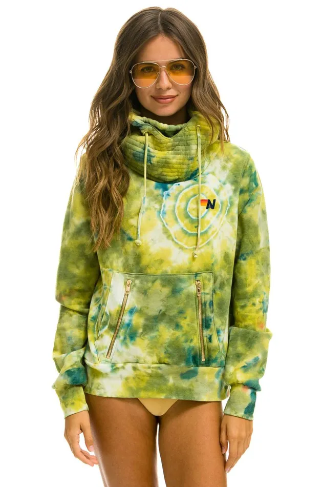 WomenMen Tops Aviator Nation HAND DYED NINJA PULLOVER HOODIE 8211 TIE DYE GREEN YELLOW WomenMen Tops Aviator Nation HAND DYED NINJA PULLOVER HOODIE 8211 TIE DYE GREEN YELLOW