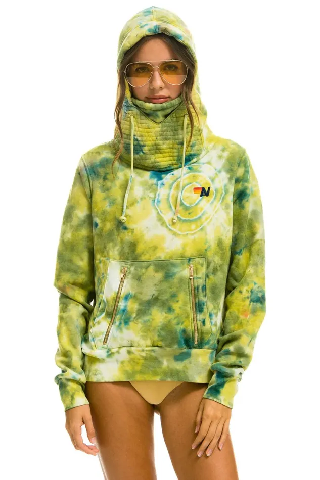 WomenMen Tops Aviator Nation HAND DYED NINJA PULLOVER HOODIE 8211 TIE DYE GREEN YELLOW WomenMen Tops Aviator Nation HAND DYED NINJA PULLOVER HOODIE 8211 TIE DYE GREEN YELLOW