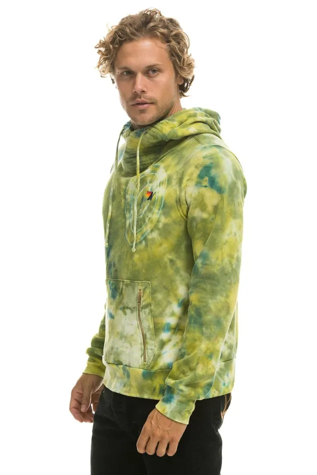 WomenMen Tops Aviator Nation HAND DYED NINJA PULLOVER HOODIE 8211 TIE DYE GREEN YELLOW WomenMen Tops Aviator Nation HAND DYED NINJA PULLOVER HOODIE 8211 TIE DYE GREEN YELLOW