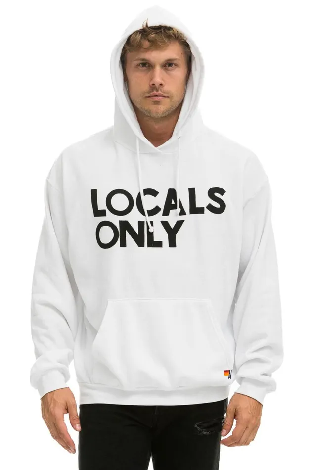 WomenMen Tops Aviator Nation LOCALS ONLY RELAXED PULLOVER HOODIE 8211 WHITE WomenMen Tops Aviator Nation LOCALS ONLY RELAXED PULLOVER HOODIE 8211 WHITE