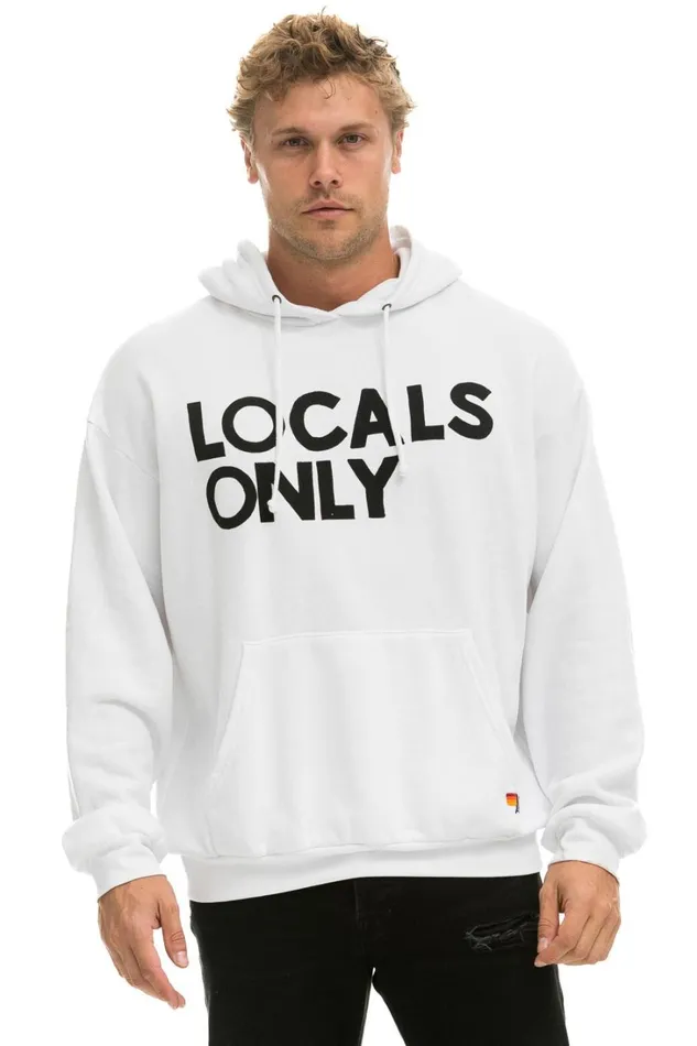 WomenMen Tops Aviator Nation LOCALS ONLY RELAXED PULLOVER HOODIE 8211 WHITE WomenMen Tops Aviator Nation LOCALS ONLY RELAXED PULLOVER HOODIE 8211 WHITE