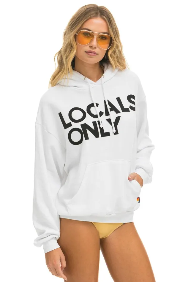 WomenMen Tops Aviator Nation LOCALS ONLY RELAXED PULLOVER HOODIE 8211 WHITE WomenMen Tops Aviator Nation LOCALS ONLY RELAXED PULLOVER HOODIE 8211 WHITE