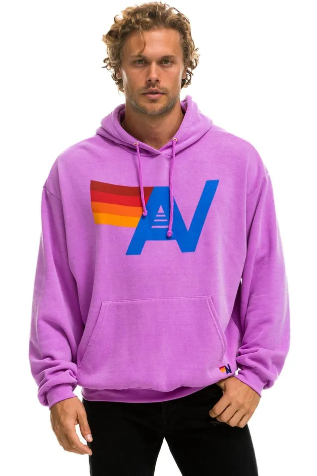 WomenMen Tops Aviator Nation LOGO PULLOVER RELAXED HOODIE 8211 NEON PURPLE WomenMen Tops Aviator Nation LOGO PULLOVER RELAXED HOODIE 8211 NEON PURPLE