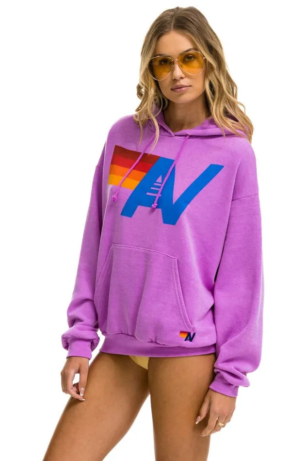 WomenMen Tops Aviator Nation LOGO PULLOVER RELAXED HOODIE 8211 NEON PURPLE WomenMen Tops Aviator Nation LOGO PULLOVER RELAXED HOODIE 8211 NEON PURPLE