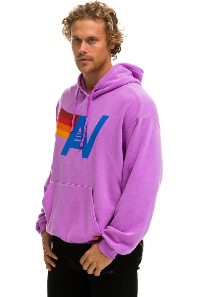 WomenMen Tops Aviator Nation LOGO PULLOVER RELAXED HOODIE 8211 NEON PURPLE WomenMen Tops Aviator Nation LOGO PULLOVER RELAXED HOODIE 8211 NEON PURPLE