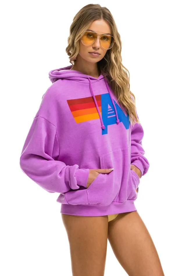 WomenMen Tops Aviator Nation LOGO PULLOVER RELAXED HOODIE 8211 NEON PURPLE WomenMen Tops Aviator Nation LOGO PULLOVER RELAXED HOODIE 8211 NEON PURPLE