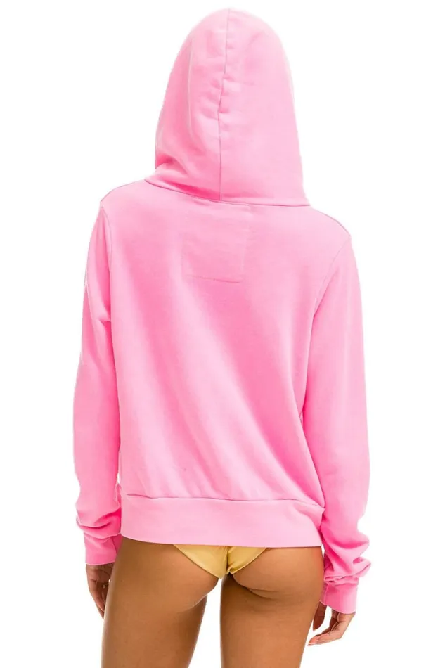 WomenMen Tops Aviator Nation RAINBOW EMBROIDERY HOODIE 8211 NEON PINK