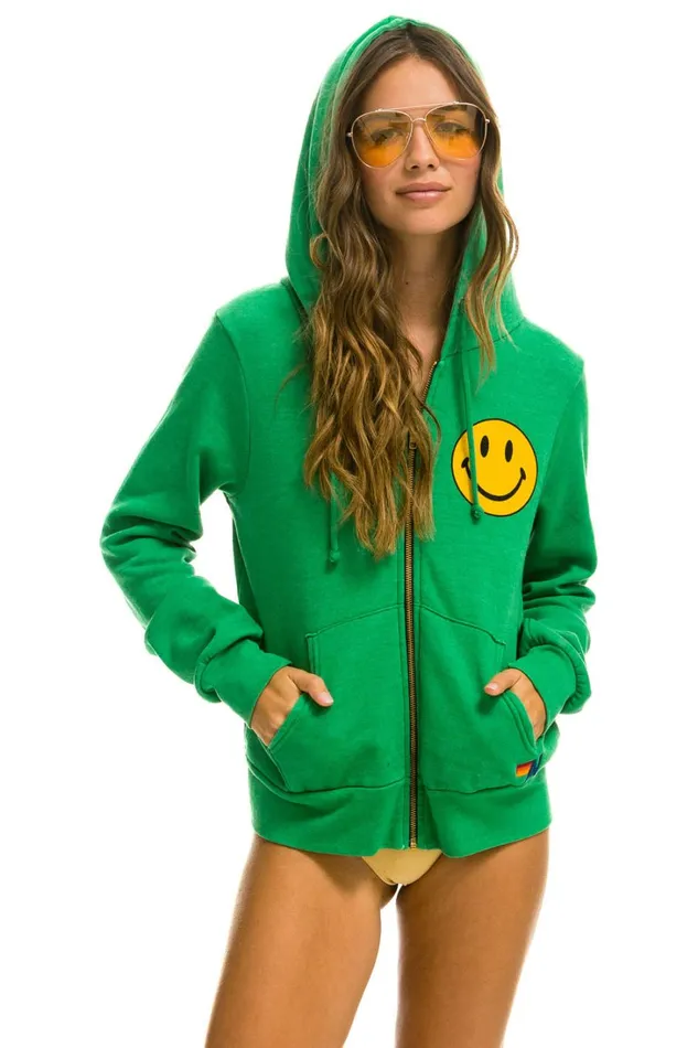 WomenMen Tops Aviator Nation SMILEY 2 HOODIE 8211 KELLY GREEN
