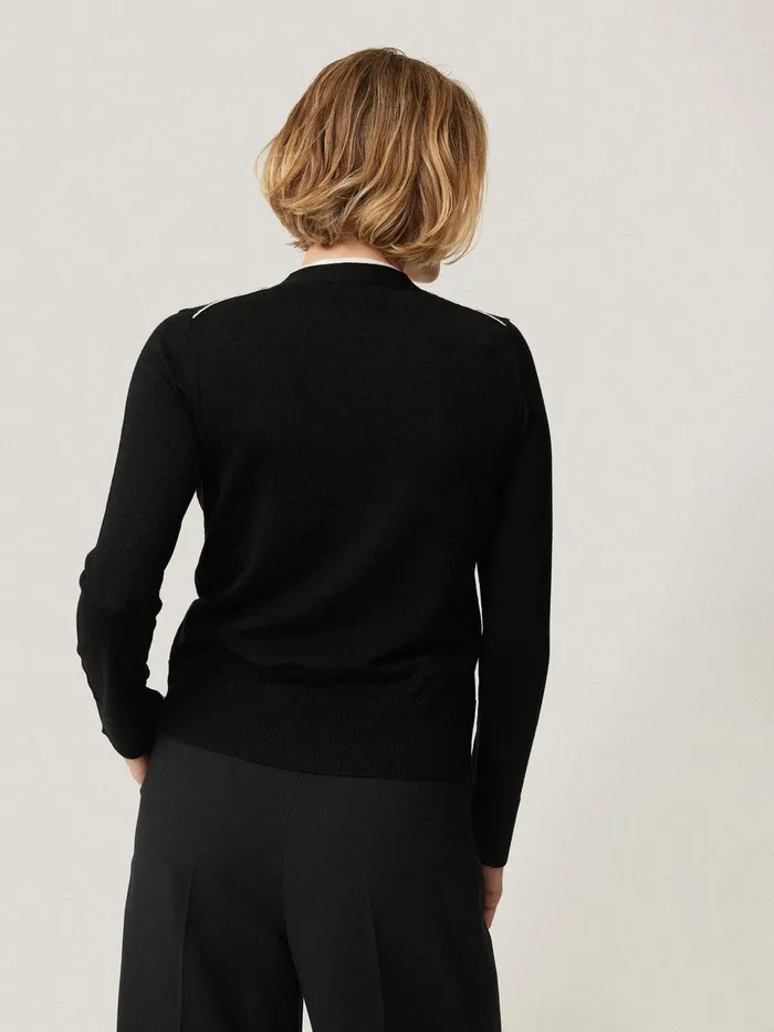 Women Merino Double Front Cardigan Black Jigsaw Knitwear and Cashmere